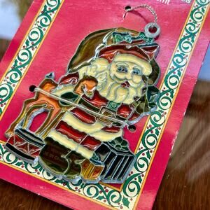 Vintage Santa Clause Suncatcher Christmas Ornament Window Decoration